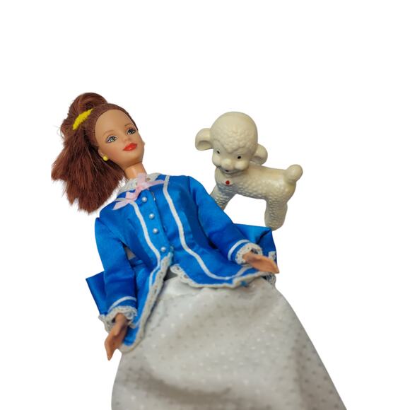 "Barbie Had a Little Lamb" Dress on Pretty in Plaid Midge W/Vintage Lamb Rattle - Picture 6 of 11